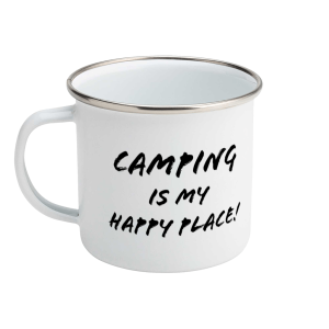 "Camping Is My Happy Place" Enamel Mug 12oz